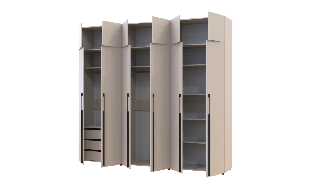 Kleiderschrank mit Schubladen, Regalen und Aufsatzschrank Doros Kasper Kaschmir 2+2+2 LTD 270 × 50 × 245 cm (42005732)