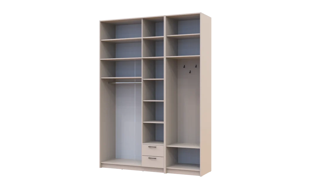 Šatní skříň Doros Rondi s věšákem, zrcadlem a vysokým nástavcem Kašmír 3 dvere 181x52x260 (42005407)