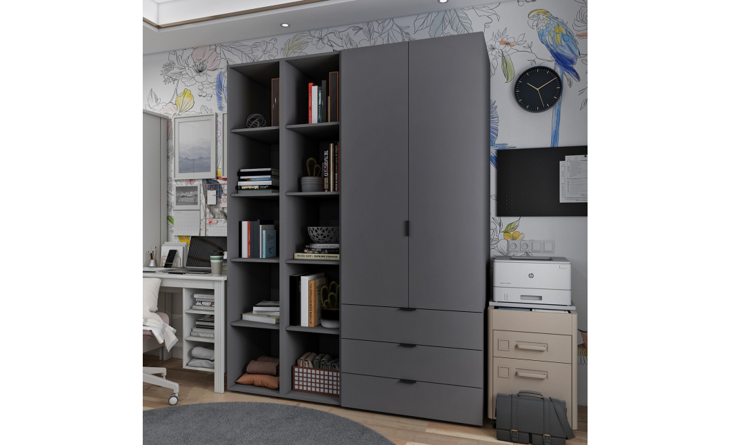 Set Doros Gelar se 2 regálů Grafit 2 dveře 153,9×49,5×203,4 (42005055)