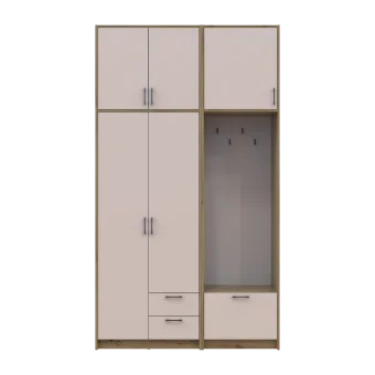 Šatní skříň Doros Rondi s věšákem a vysokým nástavcem Dub Artisan / Kašmír, 2 dvere 142×52×260 (42005276)