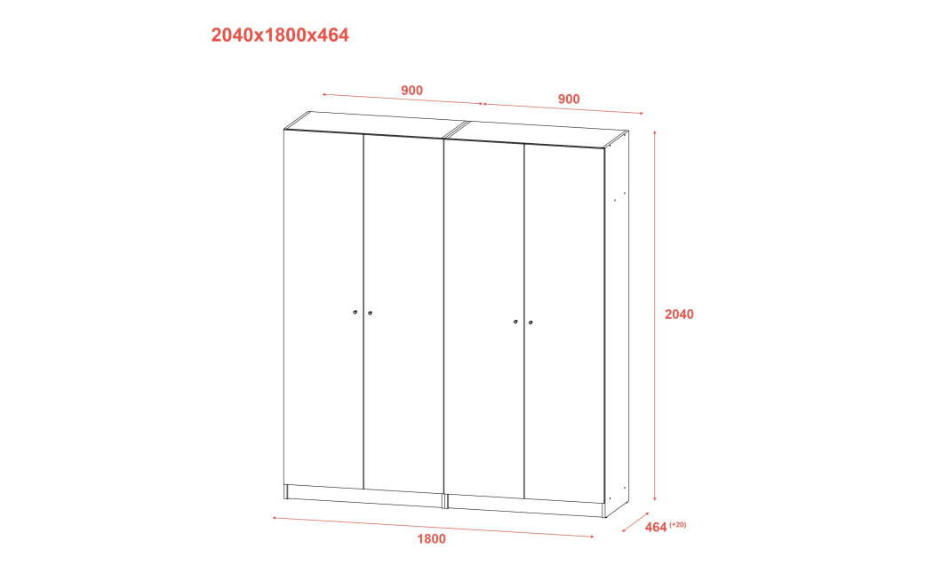 Sada Promo Šedá 2+2 dveře 180x48x204 (80737766)