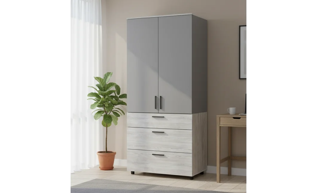 Skříň na oblečení Doros Thorn Borovice Natti/Šedá 2 DTD/3Š tyč 90х51.6х200 (44900465)