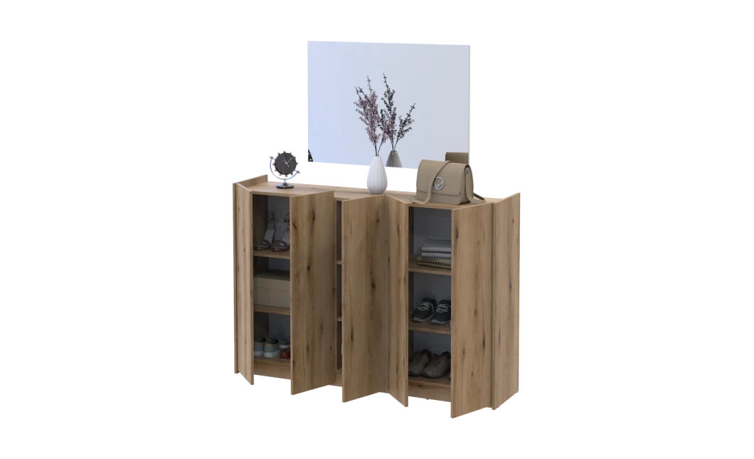 Botník se zrcadlem Doros Kassel Dub Evok 5 DTD 159×40×110 (42005502)