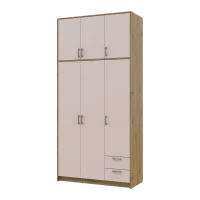 Šatní skříň Doros Rondy s vysokou antresolou Dub Artisan/Kašmír 3 dvere 121×52×260 (42005193)