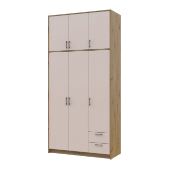 Šatní skříň Doros Rondy s vysokou antresolou Dub Artisan/Kašmír 3 dvere 121×52×260 (42005193)