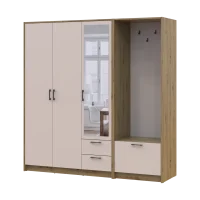 Šatní skříň Doros Rondi s věšákem a zrcadlem Dub Artisan / Kašmír, 3 dvere 181×52×195 (42005282)