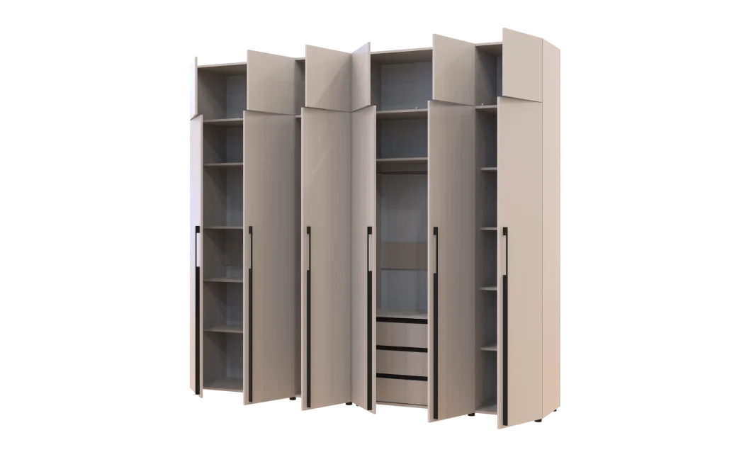 Kleiderschrank mit Schubladen, Regalen und Aufsatzschrank Doros Kasper Kaschmir 3+3 LTD 270 × 50 × 245 cm (42005580)