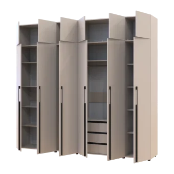 Kleiderschrank mit Schubladen, Regalen und Aufsatzschrank Doros Kasper Kaschmir 3+3 LTD 270 × 50 × 245 cm (42005580)
