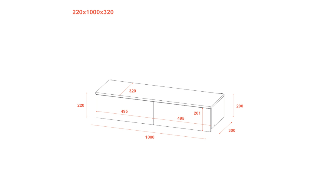 Toaletní stolek Doros Levia Bílý 2 zásuvky 100x32x22 (41516092)