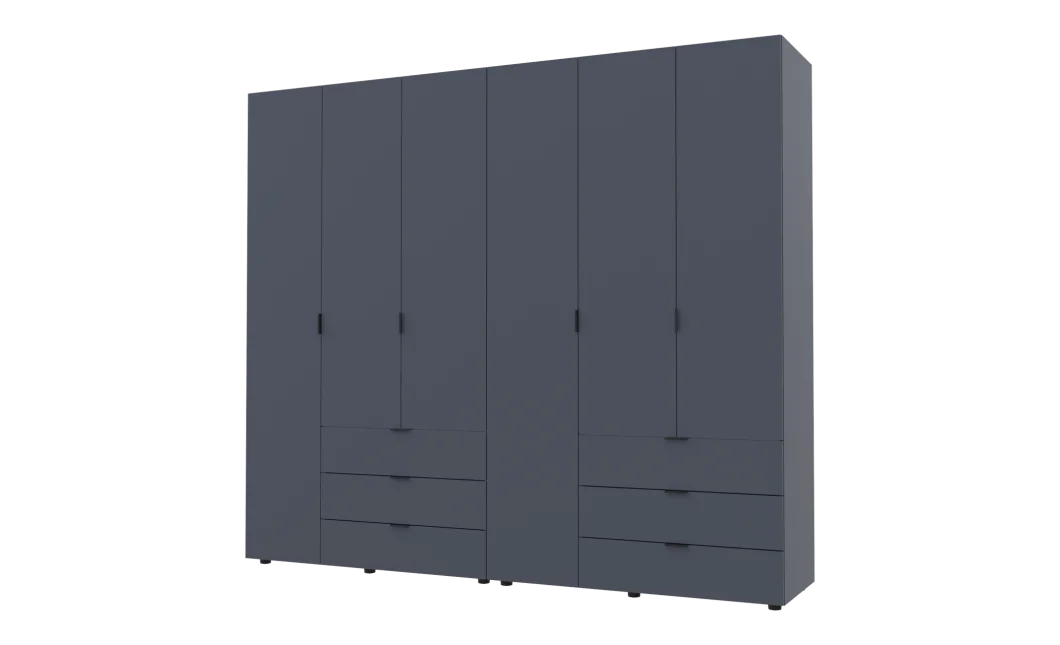 Šatní skříň na oblečení Doros Gelar set Grafit 3+3 dveře 232,4×49,5×203,4 (42002126)