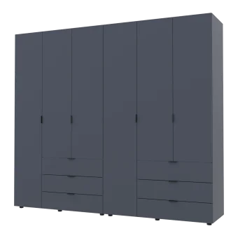Šatní skříň na oblečení Doros Gelar set Grafit 3+3 dveře 232,4×49,5×203,4 (42002126)