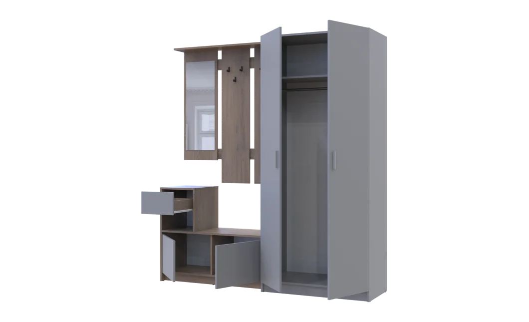 Předsíň Bela a skříň Promo Cremona Cannolo/Šedá 2 DTD 190×48×204 (42005331)