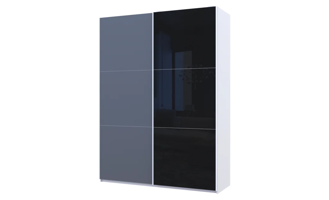 Skříň s posuvnými dveřmi Doros G-Caiser Bílá Grafit/Černá 1 DTD / 1 sklo / 3 části 180x60x240 (42005095)