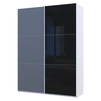 Skříň s posuvnými dveřmi Doros G-Caiser Bílá Grafit/Černá 1 DTD / 1 sklo / 3 části 180x60x240 (42005095)