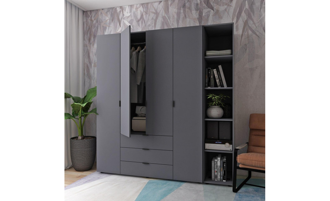 Set Doros Gelar s regálem Grafit 4 dveře 193,2×49,5×203,4 (42005063)
