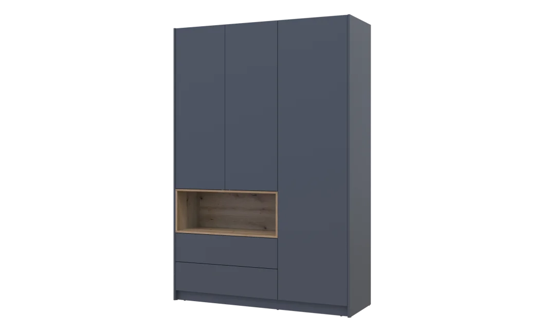 Skříň na oblečení s nikou Doros Dale Antracit/Dub Evok 3 dveře 150 × 52 × 220 (44900526)