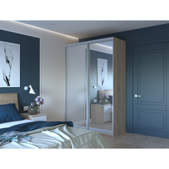 Šatní skříň Doros City Light Dub Sonoma 2 zrcadla 150×45×225 (42002038)