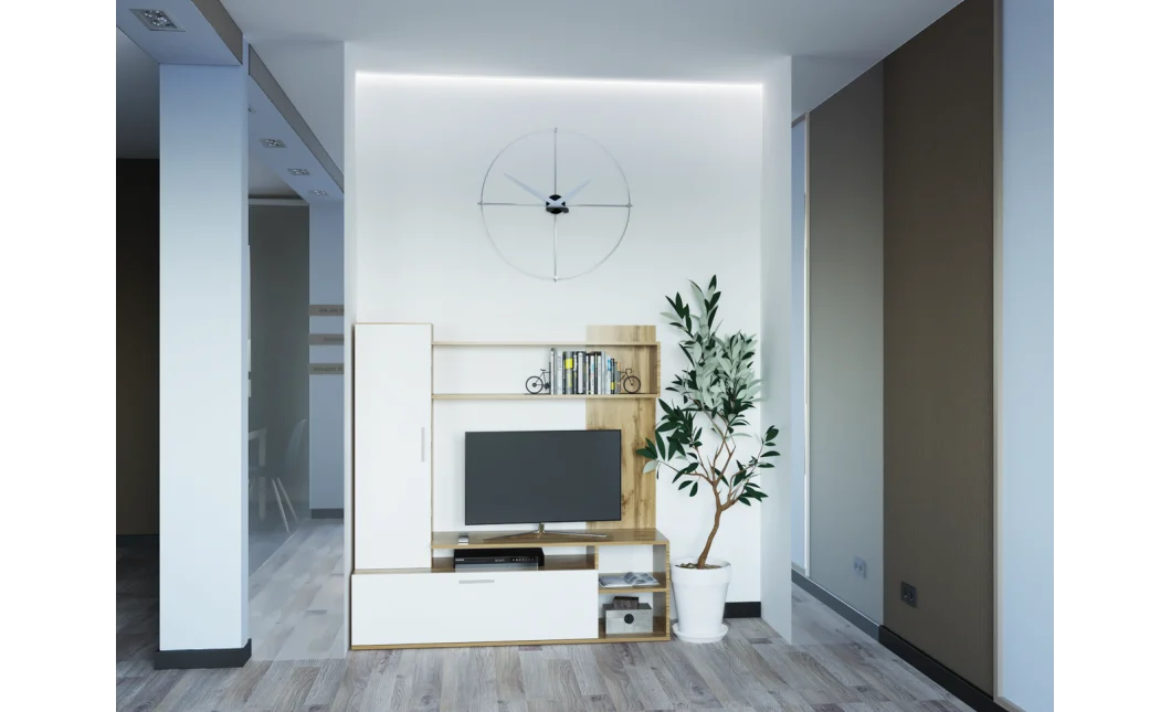 Obývací stěna Doros Kona Dub Evok / Bílý 151 × 40 × 147 (44900388)