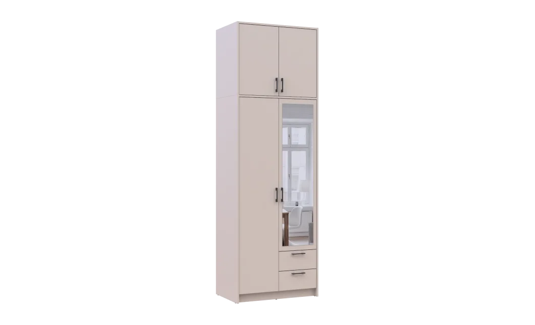 Šatní skříň Doros Rondy s s vysokým nástavcem  a zrcadlem Kašmír 2 dvere 82x52x260 (80738483)