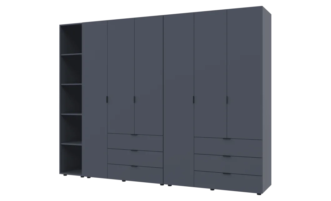 Set Doros Gelar s regálem Grafit 3+3 dveře 270,6×49,5×203,4 (42005061)