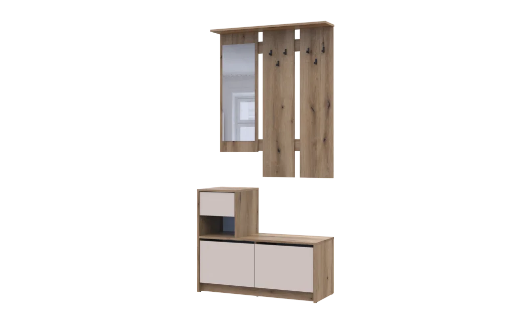 Předsíň Bela Dub Evok/Kašmír 1 DTD / 1 zrcadlo 100×40×210 (44900411)