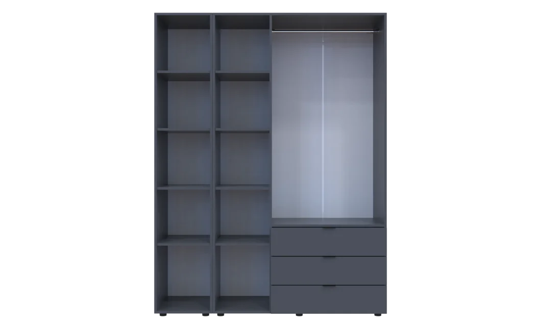 Skříň na oblečení Doros Gelar Grafit 3 dveře/zrcadlo 155 × 49,5 × 203,4 (42002158)