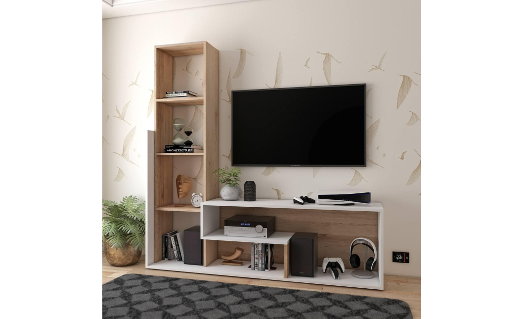 Obývací stěna Doros Etana Dub Artisan / Bílý 150 × 30 × 150 (41510097)