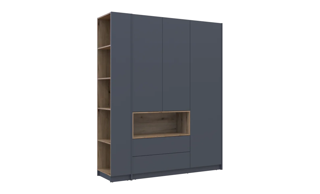 Šatní skříň s výklenkem a regálem Doros Dale Antracit/Dub Evok 3 dveře 178×52×220 (42005338)