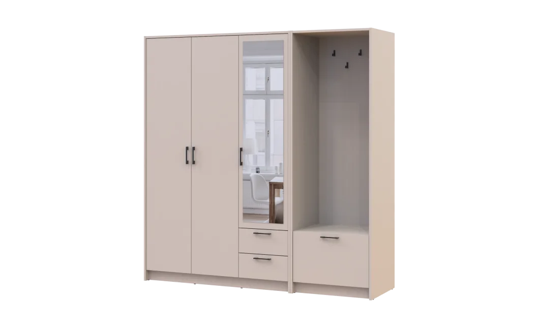 Šatní skříň Doros Rondi s věšákem a zrcadlem Kašmír 3 dvere 181x52x195 (42005401)