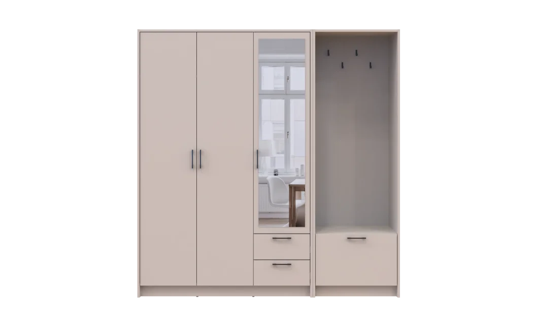 Šatní skříň Doros Rondi s věšákem a zrcadlem Kašmír 3 dvere 181x52x195 (42005401)