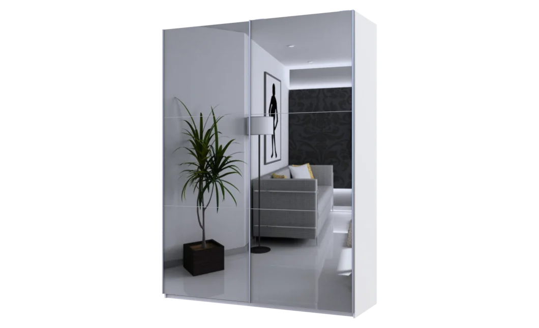 Skříň s posuvnými dveřmi Doros G-Caiser Bílá 2 Zrcadla 180x60x240 (42005019)