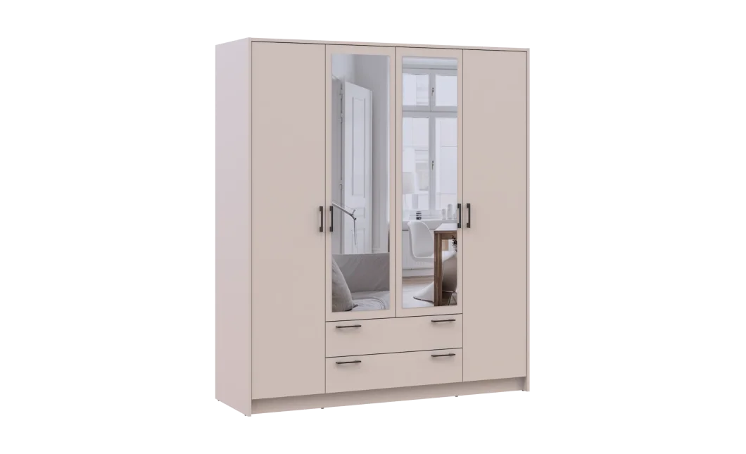Šatní skříň Doros Rondy se zrcadlem Kašmír 4 dvere 160x52x195 (80738478)