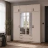 Šatní skříň Doros Rondy se zrcadlem a nadstavcem Kašmír 4 dvere 160x52x236 (80738480)