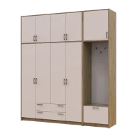 Šatní skříň Doros Rondi s věšákem a vysokým nástavcem Dub Artisan / Kašmír, 4 dvere 220×52×260 (42005300)