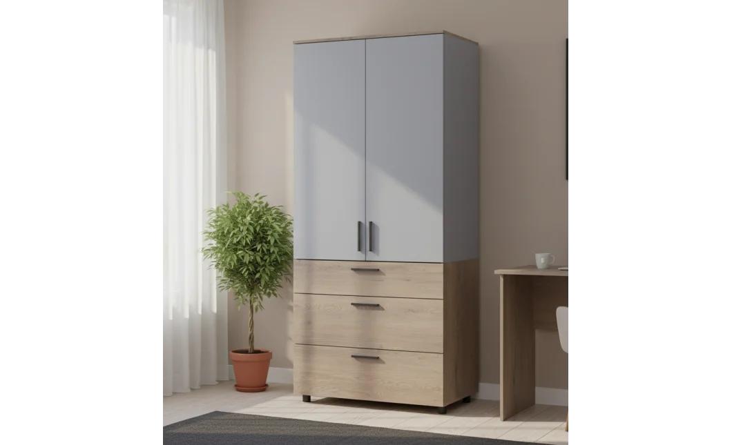 Skříň na oblečení Doros Thorn Cremona Cannolo/Šedá 2 DTD/3Š police 90х51.6х200 (44900458)