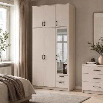 Šatní skříň Doros Rondy s s vysokým nástavcem a zrcadlem Kašmír 3 dvere 121x52x260 (80738486)