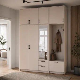 Šatní skříň Doros Rondi s věšákem, zrcadlem a vysokým nástavcem Kašmír 3 dvere 181x52x260 (42005407)