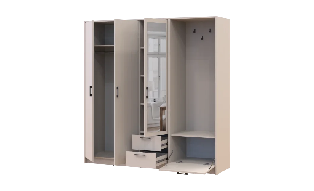 Šatní skříň Doros Rondi s věšákem a zrcadlem Kašmír 3 dvere 181x52x195 (42005401)