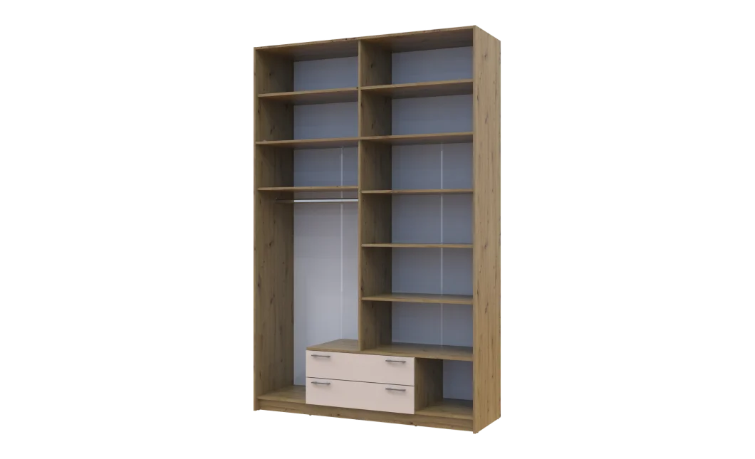 Šatní skříň Doros Rondy s vysokou antresolou Dub Artisan/Kašmír 4 dvere 160×52×260 (42005194)