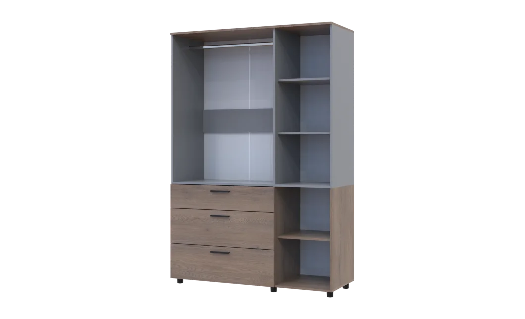 Skříň na oblečení Doros Thorn Cremona Cannolo/Šedá 3 DTD/3Š tyč 135х51.6х200 (44900505)