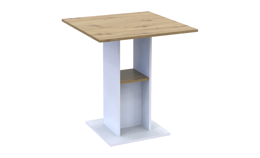 Jídelní stůl Doros Coud Bílý/Dub Artisan 70×70×74 (41510131)