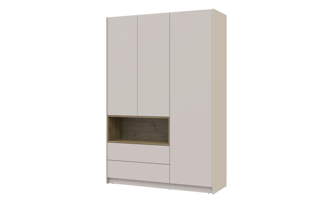 Skříň na oblečení s nikou Doros Dale Kašmír/Dub Artisan 3 dveře 150 × 52 × 220 (80737726)