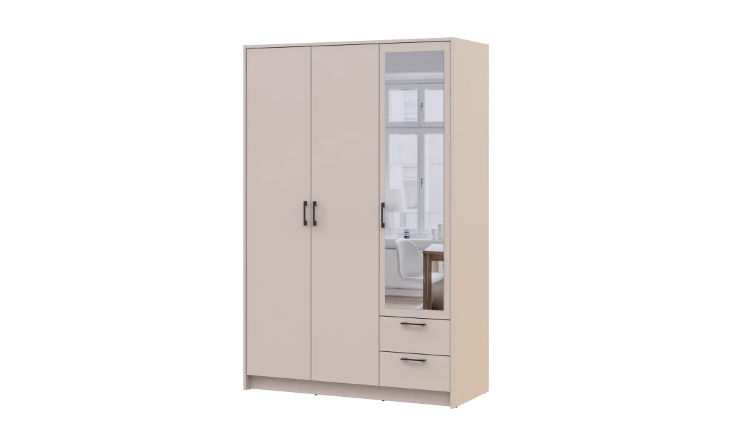 Šatní skříň Doros Rondy se zrcadlem Kašmír 3 dvere 121x52x195 (80738473)