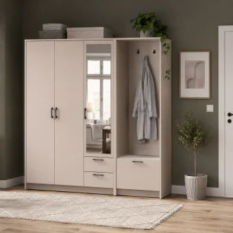 Šatní skříň Doros Rondi s věšákem a zrcadlem Kašmír 3 dvere 181x52x195 (42005401)