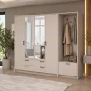 Šatní skříň Doros Rondi s věšákem a zrcadlem Kašmír 4 dvere 220x52x195 (42005402)