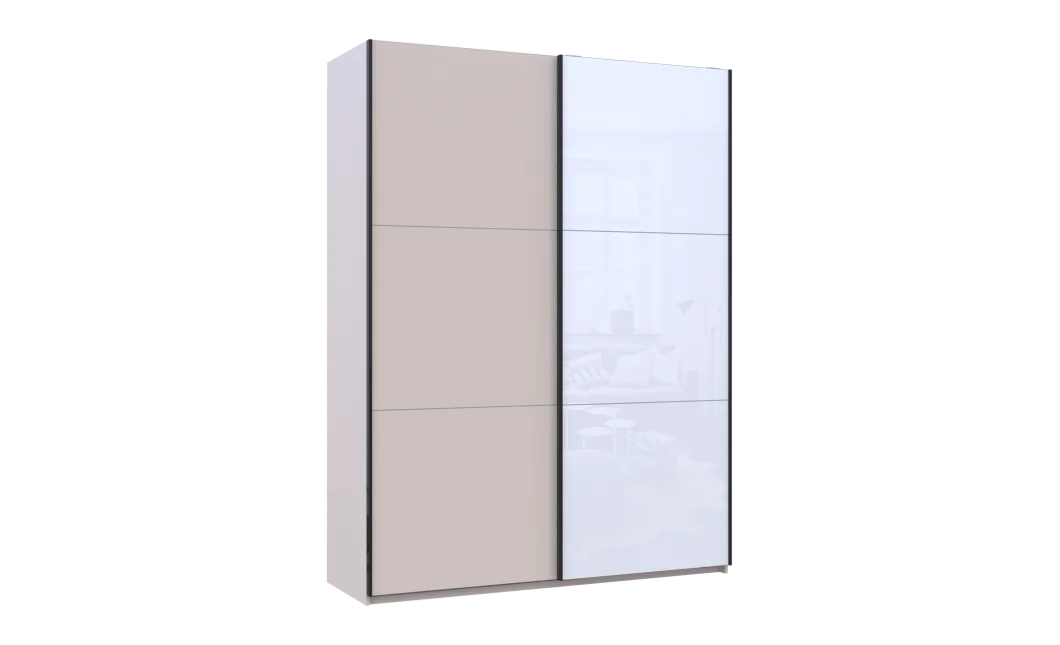 Šatní skříň s posuvnými dveřmi Doros G-Caiser Kašmír / Bílá 1 DTD / 1 sklo / 3 části 180x60x240 (42005322)