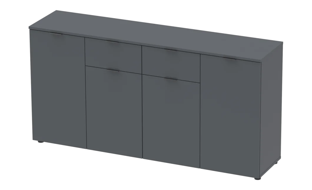 Komoda Doros Ron 7 Grafit 4 dveře 2 zásuvky 160 × 38 × 81 (44900236)