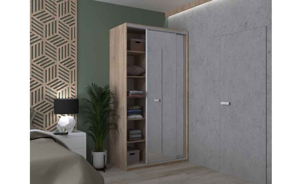 Šatní skříň Doros City Light Dub Sonoma 2 zrcadla 120×45×225 (44900068)