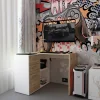 Kancelářský stůl Doros T8 Bílý/Dub Artisan 100 × 83 × 75 (41516060)