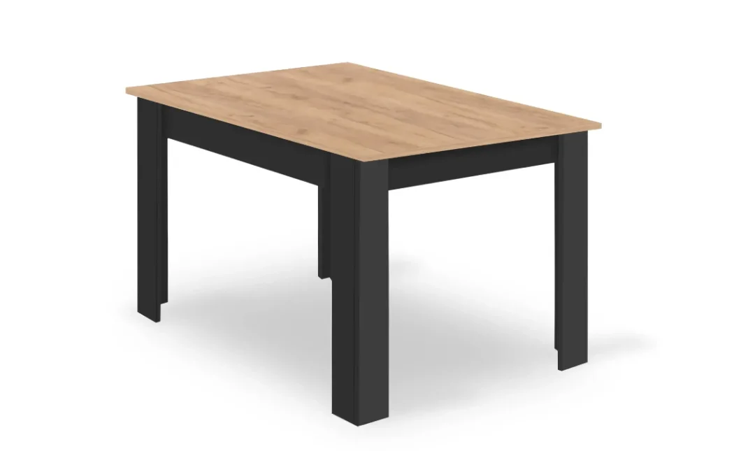 Jídelní set: stůl NP 120x80 Craft / černá + 4 židle MARK černá a bílá / přírodní nohy (100408844)